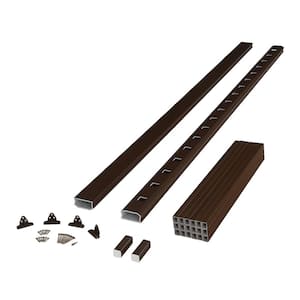 BRIO 42 in. x 96 in. (Actual: 42 in. x 94 in.) Brown PVC Composite Line Railing Kit w/Square Composite Balusters