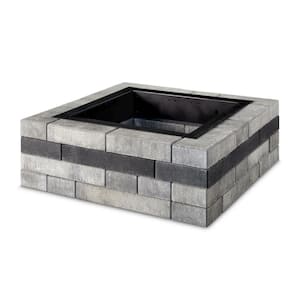 Contemporary 48 in. W x 16 in. H Square Concrete Wood Burning Fire Pit Kit in Cascade