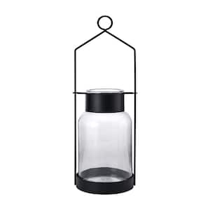 Glass and Metal Bottle Candle Lantern, 6.3x5.91x18.5 Inch, Clear