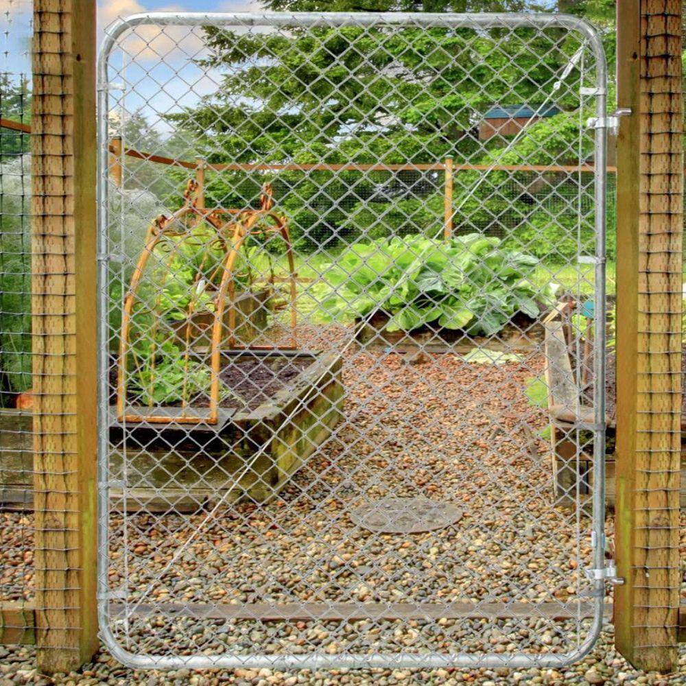 Adjustable Silver Chain Link Walk-Through Gate Kit, 4' x 6'