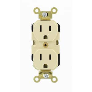 15 Amp Industrial Grade Heavy Duty Self Grounding Duplex Outlet, Ivory