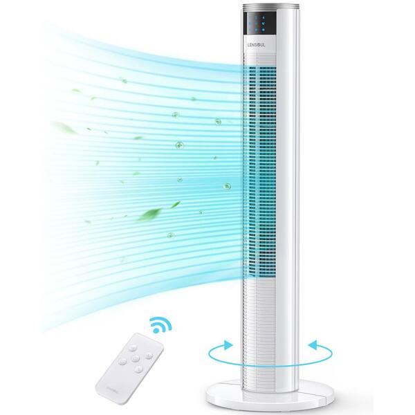 Kahomvis 36 in. 3-Fan Speeds 3-Modes Quiet Stand Up Oscillating Tower Fan in White with Remote Control, Timer and LED Display