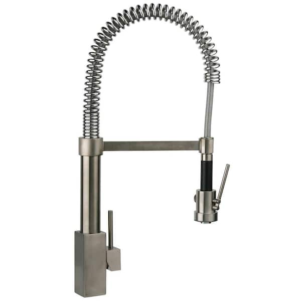 LaToscana Dax Single-Handle Pull-Down Sprayer Kitchen Faucet with High-Arc Spring Spout in Brushed Nickel