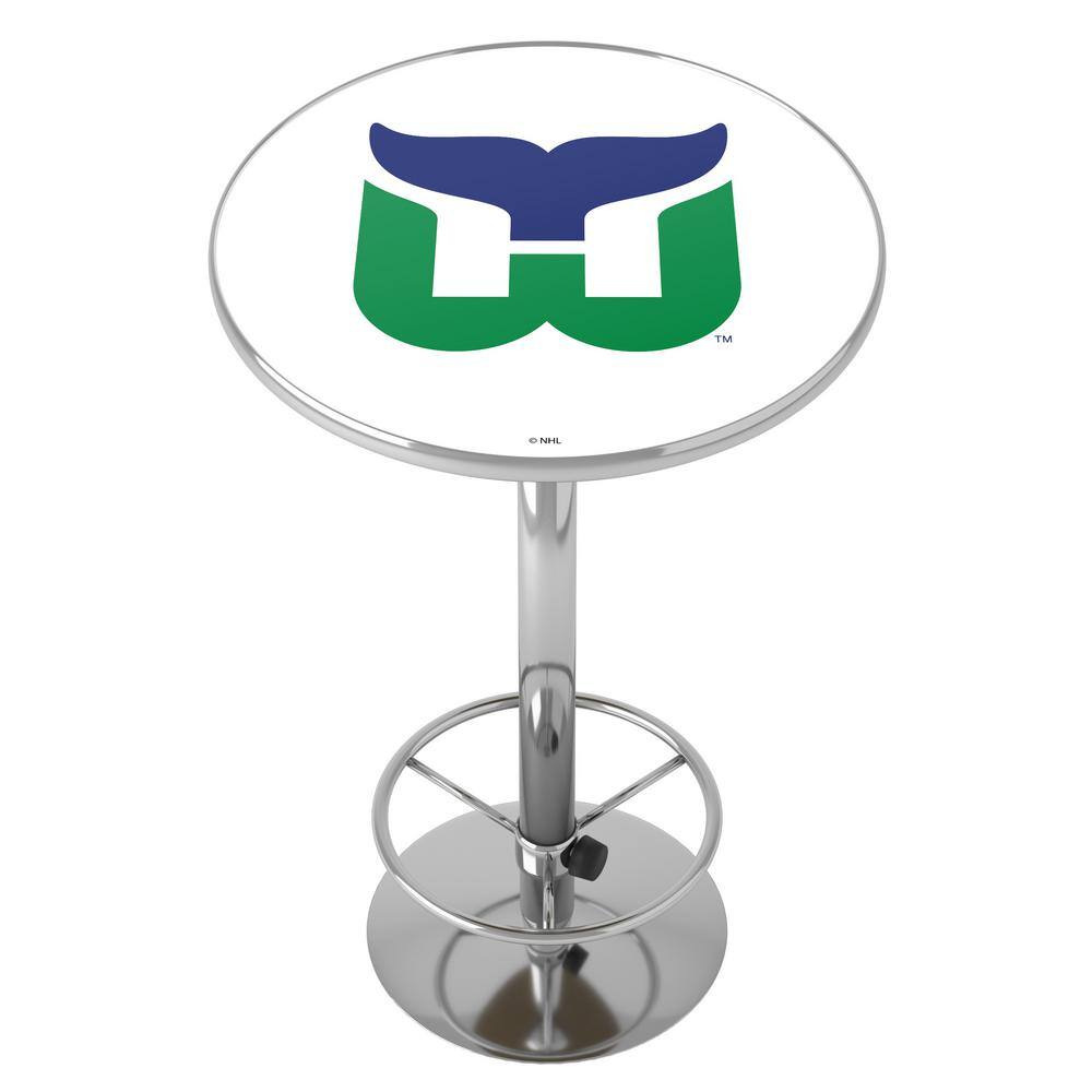 Hartford Whalers Vintage 27 in. Chrome Round Table Top with Adjustable Foot