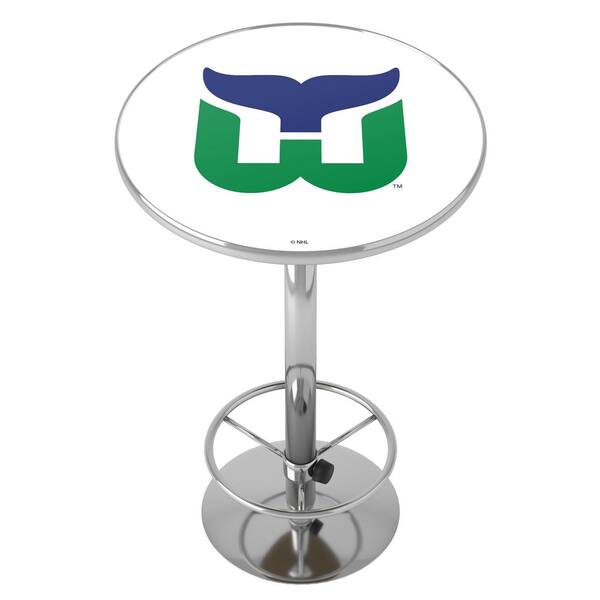 Unbranded Hartford Whalers Vintage 27 in. Chrome Round Table Top with Adjustable Foot Rest