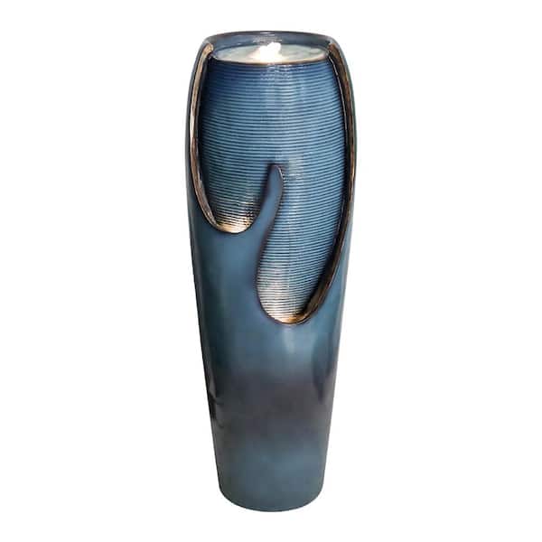 38.7in. Outdoor Fountains and Waterfalls -Indoor Water Jar Fountain Tall Floor Fountain. With Lights for Garden, Patio