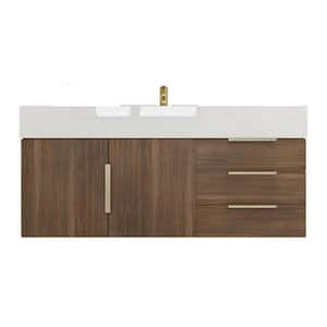 Bethany 47 in. W x 20 in. D x 22 in. H Single Sink Floating Bath Vanity in Rosewood with White Acrylic Top