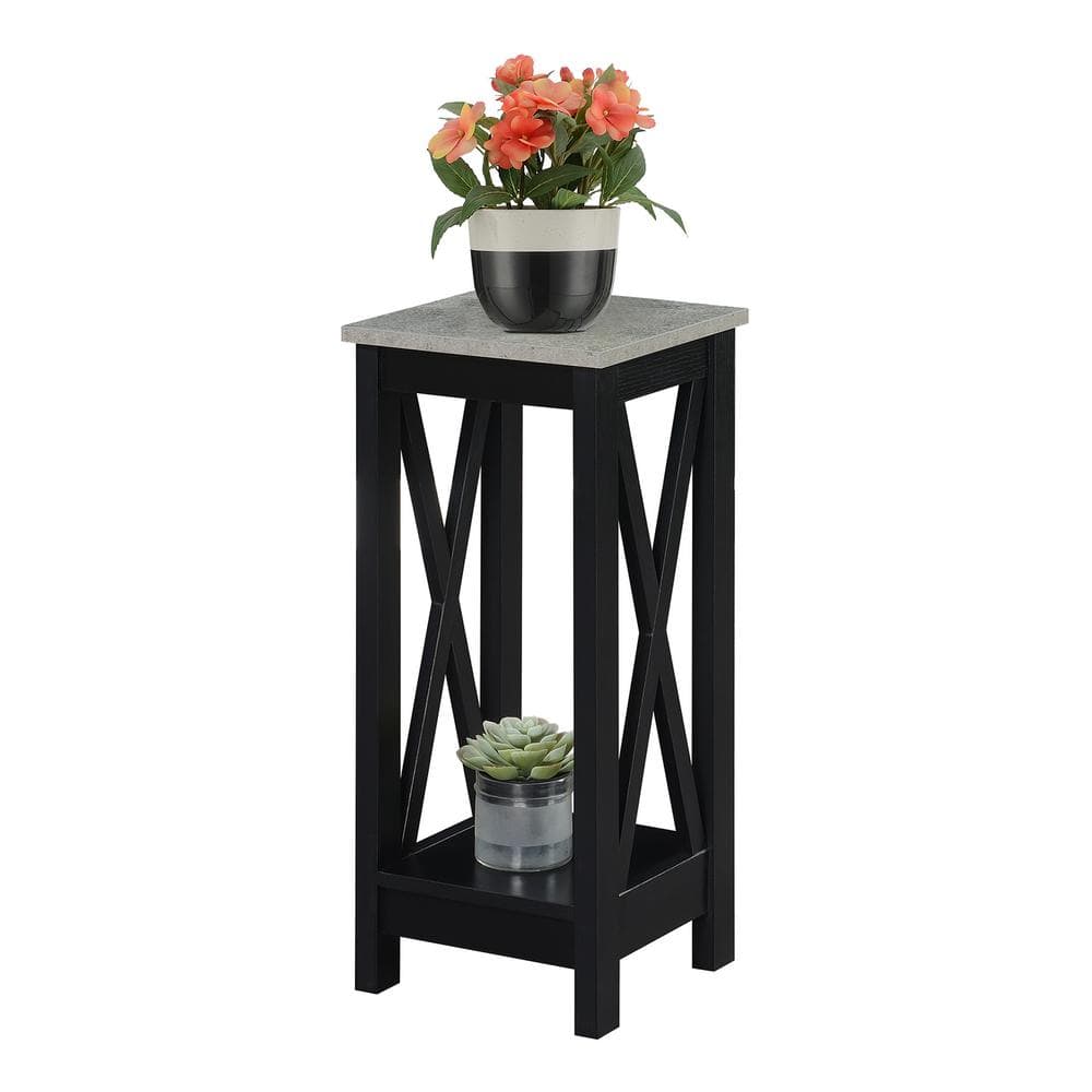 Oxford 26" Black and Cement MDF 2-Tier Plant Stand