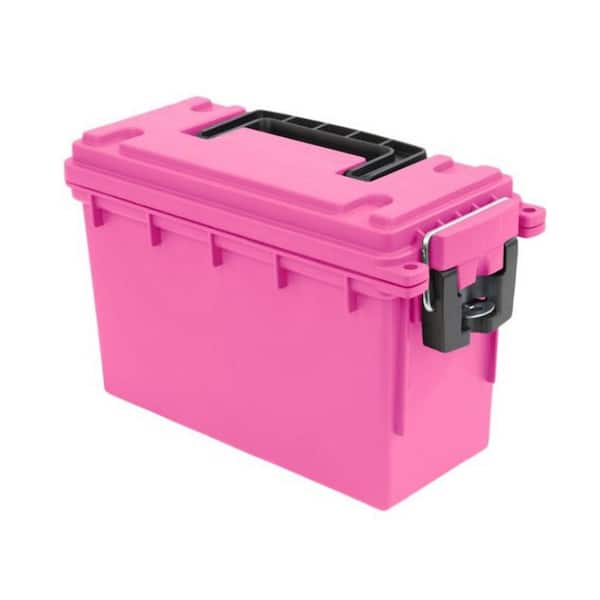 Pink Plastic 30 Cal Lockable and Stackable Field Storage Box with Handle