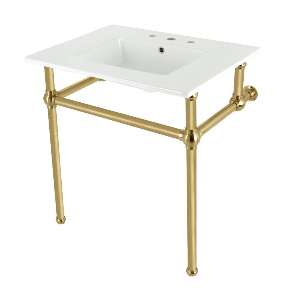 Fauceture 31 in. Ceramic Console Sink Set with Brass Legs in White/Brushed Brass price history on PriceWatchPro