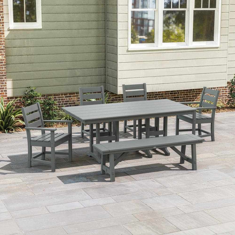 POLYWOOD Grant Park 6-Piece Farmhouse Plastic Outdoor Dining Set