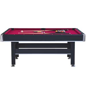 6 ft. Pool Table with Table Tennis Top in Black with Red Felt