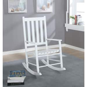 White Wooden Slat Back Rocking Chair