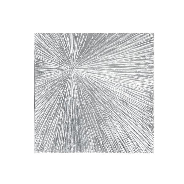 Silver Hand Painted Dimensional Resin Wooden Wall Art Decor Unframed 30 in. H x 30 in. W Sunburst Design