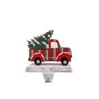 6.12 in. H Wooden/Metal Red Truck Stocking Holder