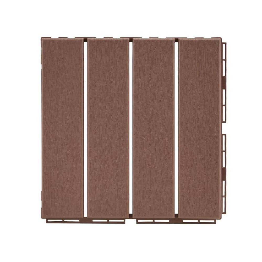 Plastic Interlocking Deck Tiles, (9 Pack) Outdoor Flooring Waterproof Pavers in Brown price history on PriceWatchPro