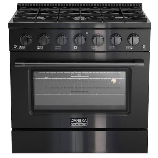 36 in. 5.2 cu. ft. Freestanding Gas Range with 6-Burners, Convection Oven, Griddle, Designer PVD Black Stainless Steel