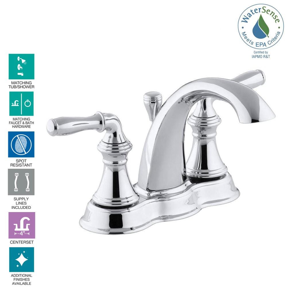 Devonshire Polished Chrome 4" Centerset Bathroom Faucet with Pop-Up Drain