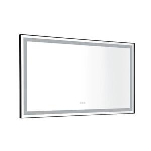 84 in. W x 48 in. H Large Rectangular Aluminium Framed LED Dimmable Wall Bathroom Vanity Mirror in Silver