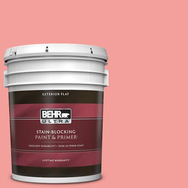 BEHR ULTRA 5 gal. #150B-4 Pink Eraser Flat Exterior Paint & Primer