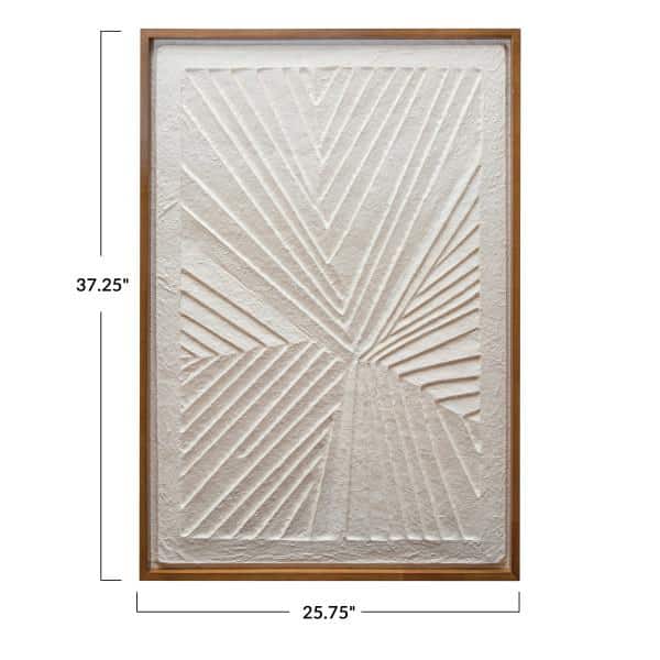 Natural Oak Framed Embossed Handmade Paper Wall Art