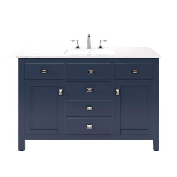 Artemis 48 in. Single Sink Blue Bath Vanity with White Engineered Stone Top (Assembled)
