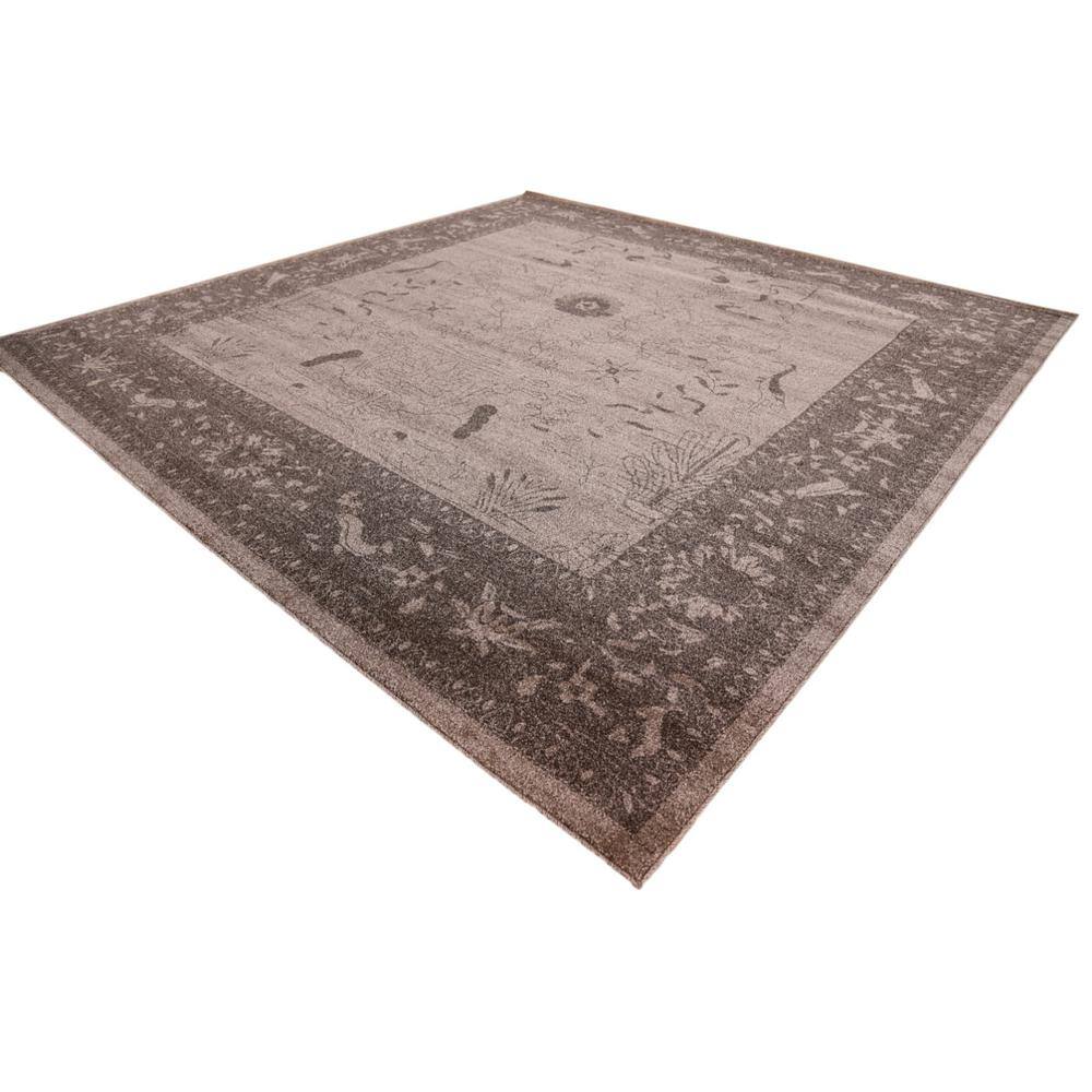La Jolla 10' Square Brown Floral Synthetic Rug
