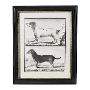 Vintage Reproduction Dog Print with Wood Framed Animal Art Print 32 in. x 26 in. .