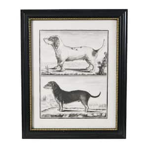 Vintage Reproduction Dog Print with Wood Framed Animal Art Print 32 in. x 26 in.