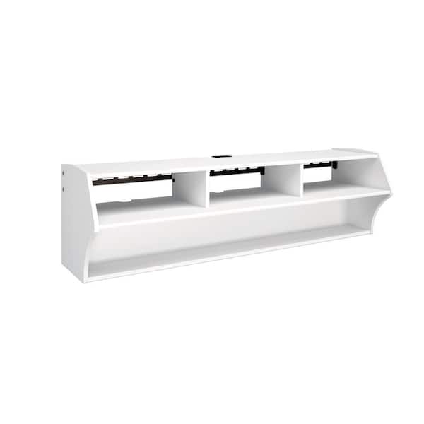 Prepac Altus 58 in. White Composite Floating Entertainment Center Fits TVs Up to 60 in. with Wall Mount Feature