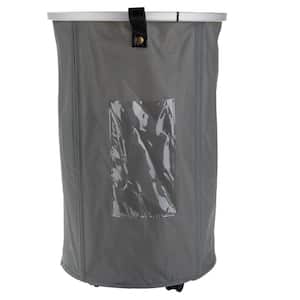 93 L Grey Metallic Pop Up Laundry Hamper with Wheels, Dirty Clothes Storage