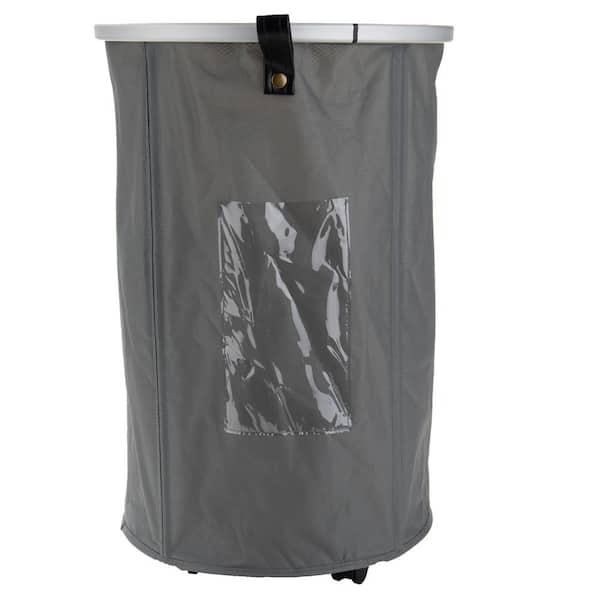 Mind Reader 93 L Grey Metallic Pop Up Laundry Hamper with Wheels, Dirty Clothes Storage