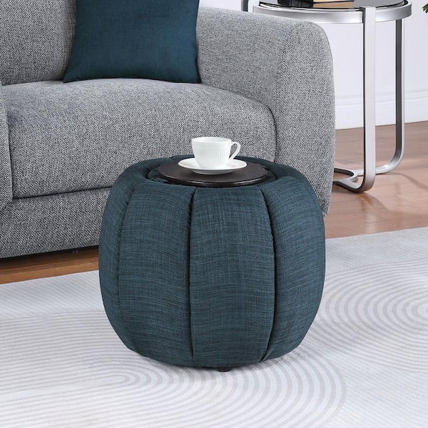 Convenience Concepts Designs4Comfort Daisy Dark Blue Storage Ottoman with Reversible Tray Lid