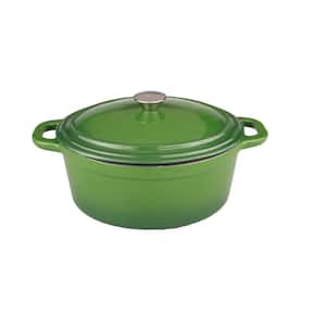 Neo 8 Qt. Green Oval Cast Iron Casserole Dish with Lid