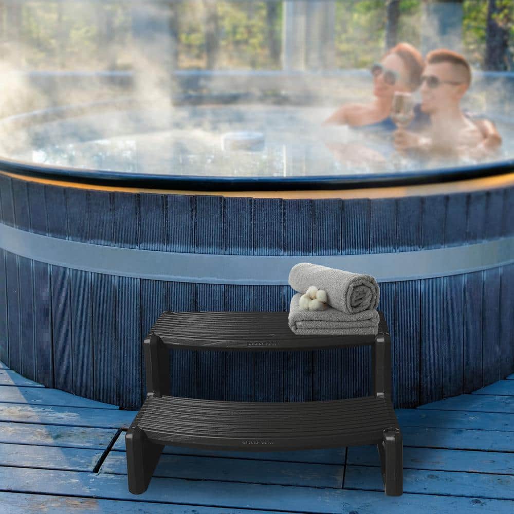 Black Resin 2-Step Spa and Hot Tub Stairs