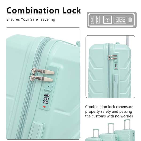 Tatahance 3-Piece Mint Green ABS Hard Side Spinner Wheel Luggage