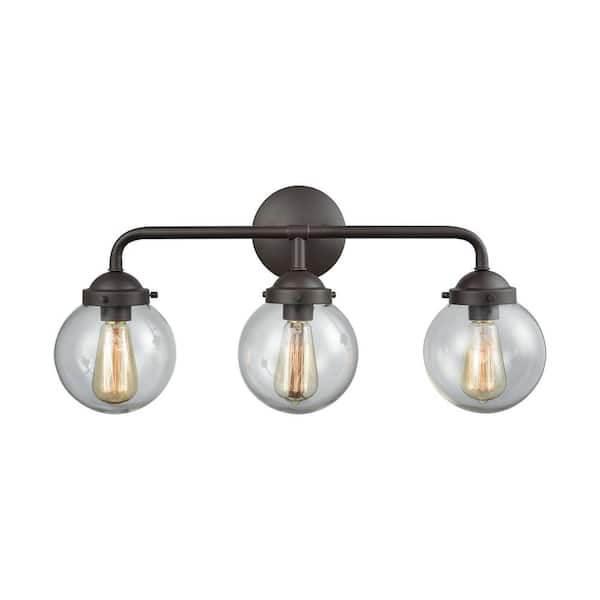 Beckett 3-Light Oil Rubbed Bronze and Clear Glass Bath Light