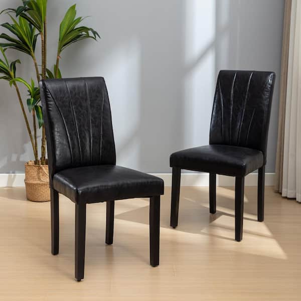 Set Of Two Gray Upholstered Faux Leather Solid Back Dining Chairs Set Of Two Gray Upholstered Faux Leather Solid Back Dining Chairs