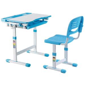 Kid's Desk and Chair Set for Ages 3-10 in Blue
