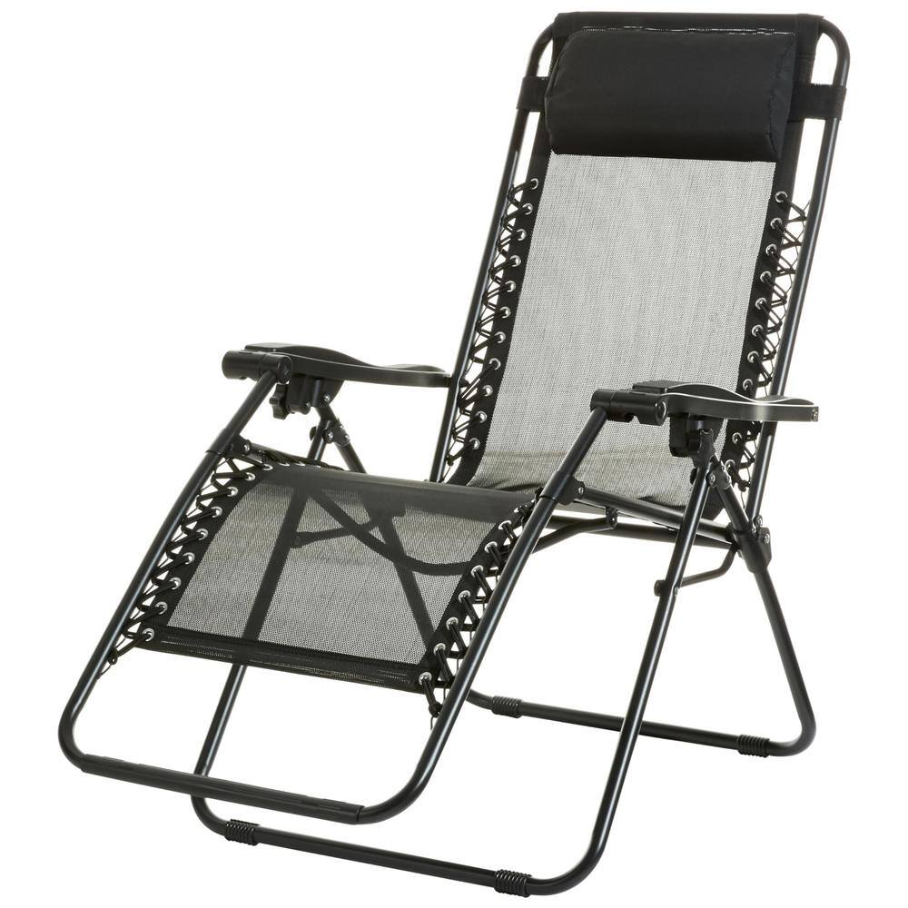 Adjustable Zero Gravity Folding Reclining Outdoor Lounge Chair with Pillow 