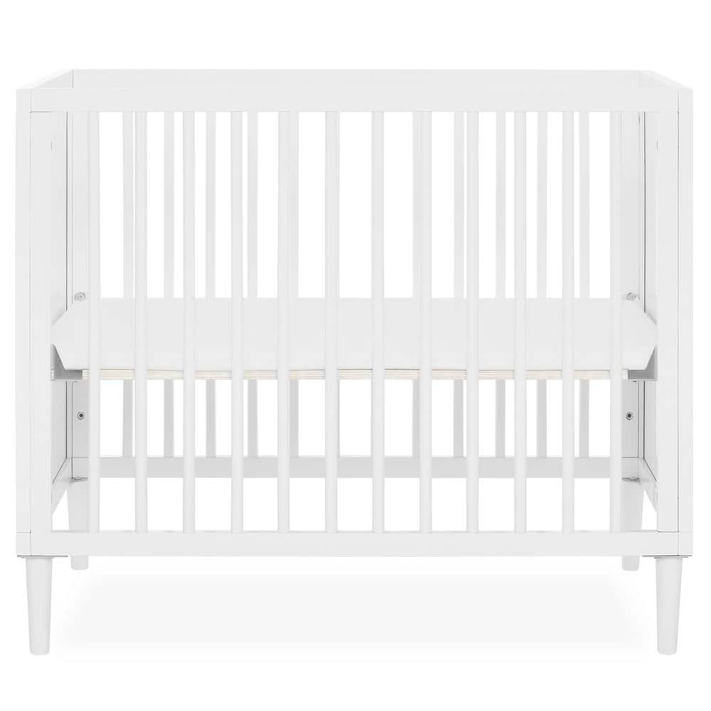 Dream On Me Lucas 4-in-1 White Mini Modern Crib with Rounded Spindles I Convertible Crib I Mid- Century Meets Modern -  632-WHT