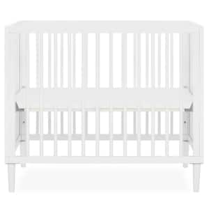 Lucas 4-in-1 White Mini Modern Crib with Rounded Spindles I Convertible Crib I Mid- Century Meets Modern
