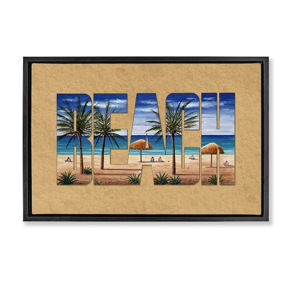 Stupell Industries Tropical Beach Outline by Art Brands Holdings, LLC. Black Floater Frame Coastal Graphic Art Print 21 in. x 31 in.