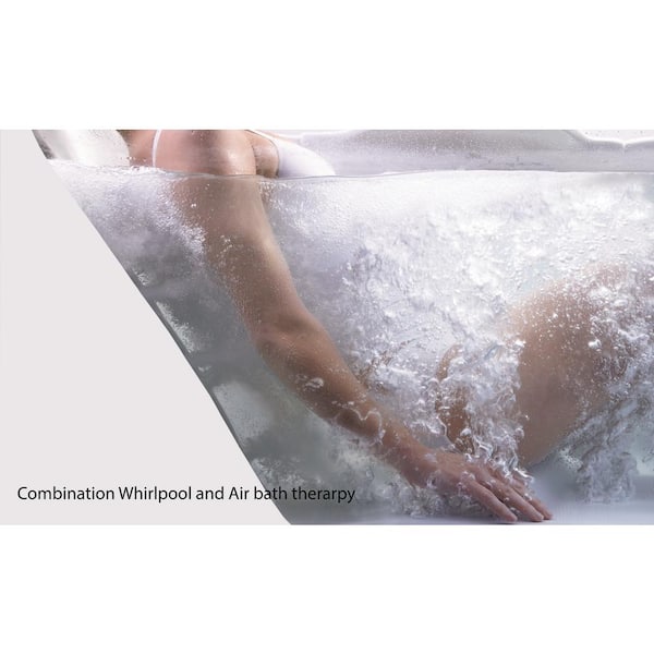 Aquatic - Infinity 72 in. x 42 in. Acrylic Center Drain Oval Drop-in Rectangular Bath/Whirlpool Bathtub with Heater in White