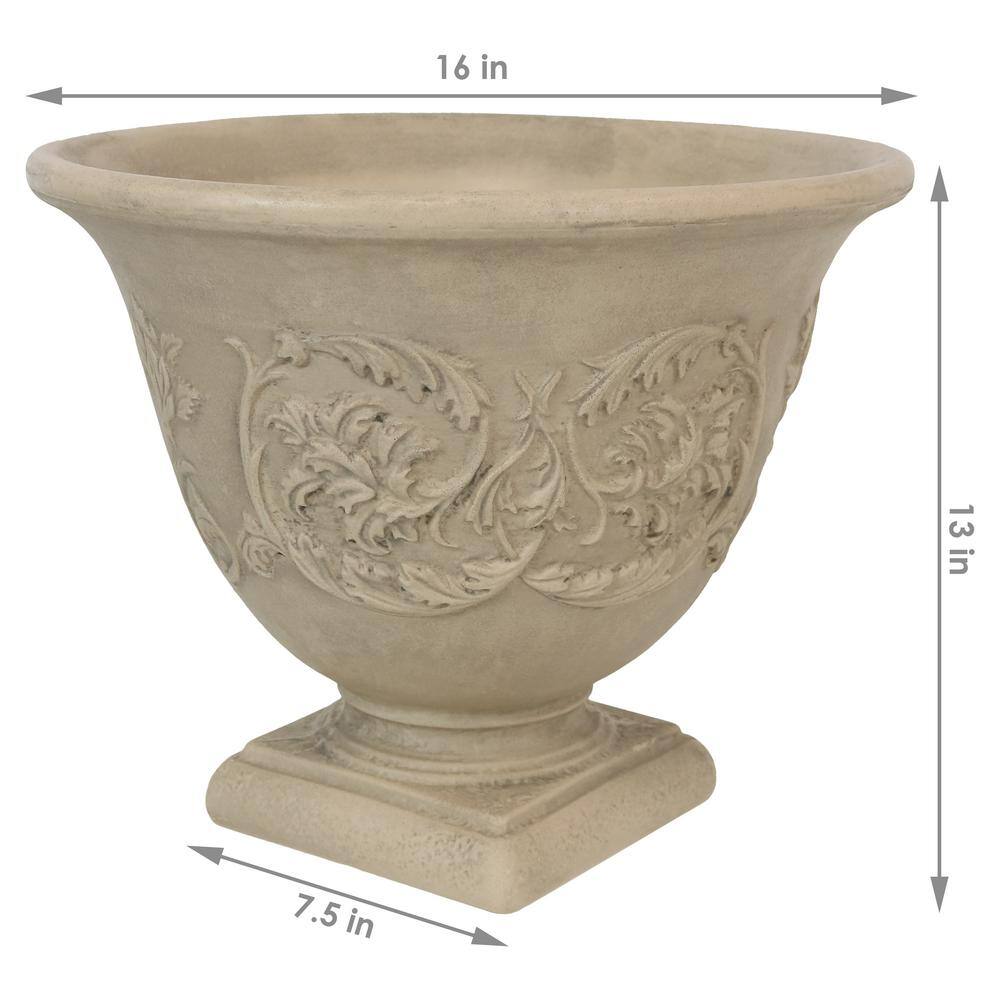 Darcy Elegance Beige 17" Polyresin Indoor/Outdoor Planter