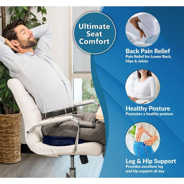 Premium Soft Hip Support Pillow Memory Foam Massage Chair Mat for Home Navy  Blue 