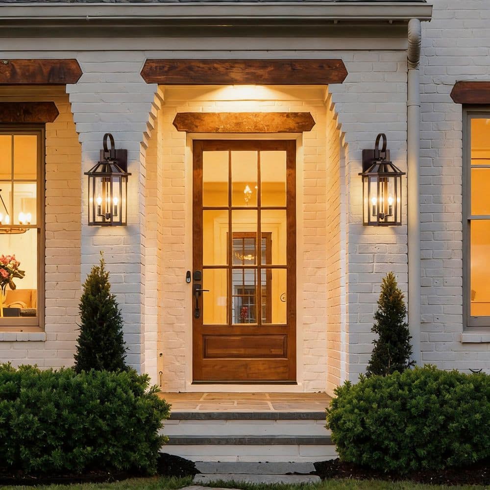 Decorators 26 in. 2-Light Bronze Modern Dust to Dawn Hardwired Outdoor Iron Exterior Garage Porch Wall Lights Sconce price history on PriceWatchPro