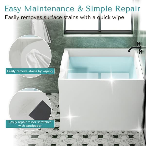 WELLFOR ZEN 39 in. x 39 in. Pure Acrylic Square Japanese Soaking