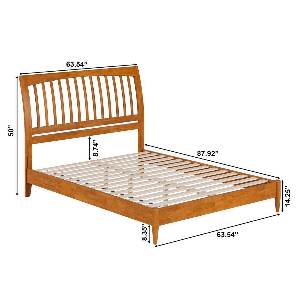 Orleans Queen Light Toffee Wood Platform Bed with Slatted Headboard