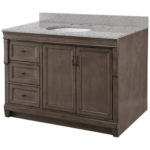 Home Decorators Collection Naples 49 in. x 22 in. D Bath Vanity in Distressed Grey with Granite Vanity Top in Napoli with Oval White Basin